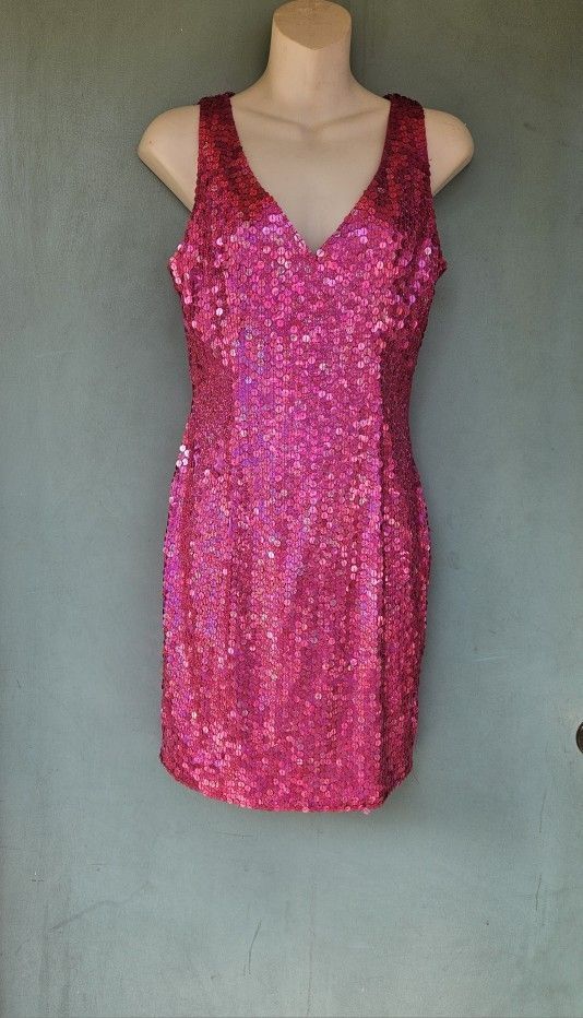 EVENING DRESS💝 FUSHSIA SEQUINS WOMANS SIZE: 6