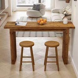 F2403 Solid Wood Bar Table, 63" Counter Height Pub Table with Sturdy Base