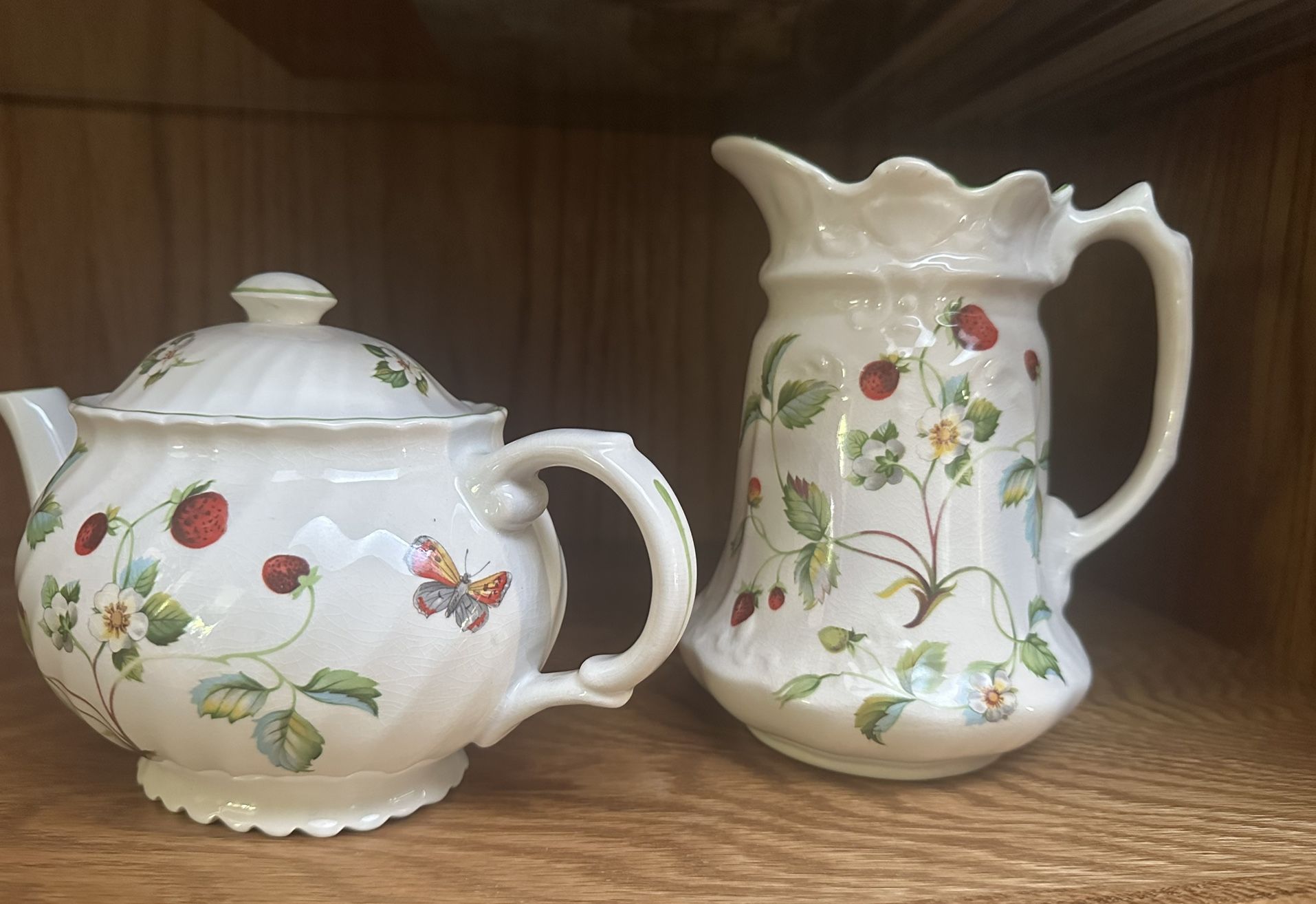 Vintage James Kent Old Foley Staffordshire England Teapot and Pitcher