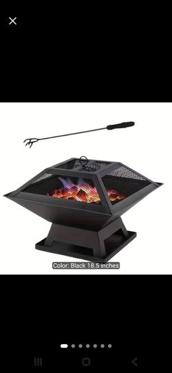 18.5-inch Outdoor Fire Pit Suitable for Heating, BBQ Grill, & Garden Use with Combustion Grate, Ash Collector, Fireproof Cover & Charcoal Hook