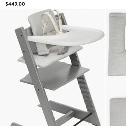 TWO Stokke  Tripp Trapp Complete Storm Grey Wood Baby High Chair