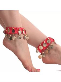 Red chiffon anklets