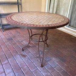 Handmade Moroccan Mosaic Tile Bistro Table / Iron Base 
