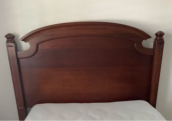 Cherry Wood Headboard with Turned Post Finials
