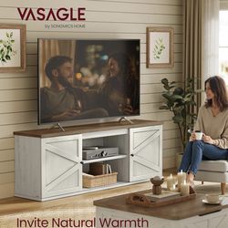 Farmhouse TV Stand for TVs up to 80 Inches, Entertainment Center with Storage Cabinets and Sliding Barn Doors, Media Console Table for Living Room, Ru