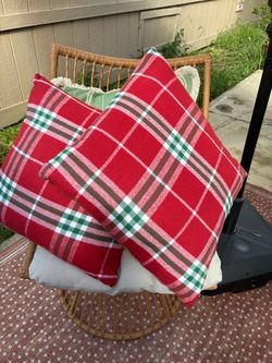 Red Plaid Throw Pillows Set of 2