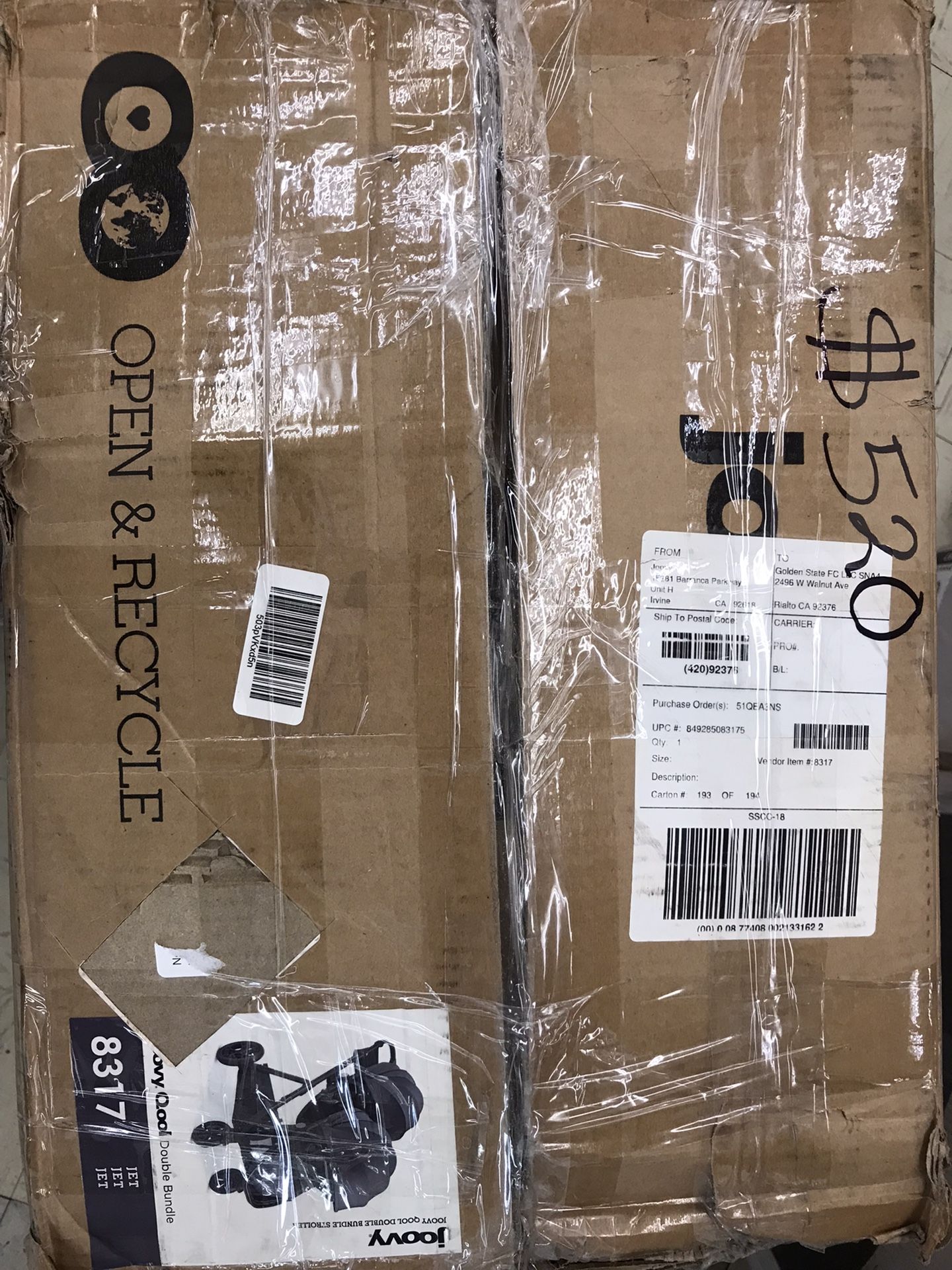 Joovy New Qool Double Stroller, Customizable Modular Stroller, Jet