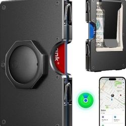 Wallet for Men - Air Tags Metal Wallet Work with Apple Find My(iOS Only), Mens Wallet with Removable Money Clip, RFID Blocking Credit Card Holders