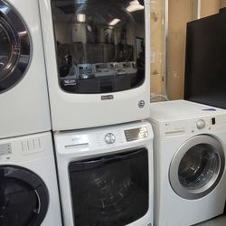 Maytag Front Loading Washer And Stackable Gas Dryer Set 