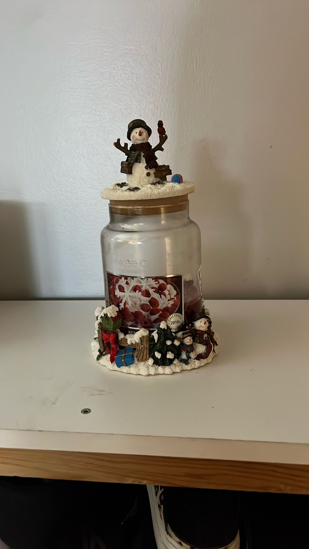 Cute snowman Christmas candle holder