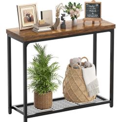 Besiost 32"x14" Small Console Table, 2-Tier Narrow Entryway Table