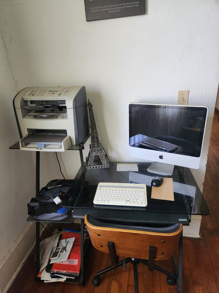 Computer, Desk, Printer 