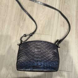 brahmin bag Croc Leather Bag  black metallic silver 