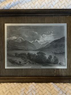 BeautifAustrian art  Zeil am See etch in a metal plate in a heavy wood .