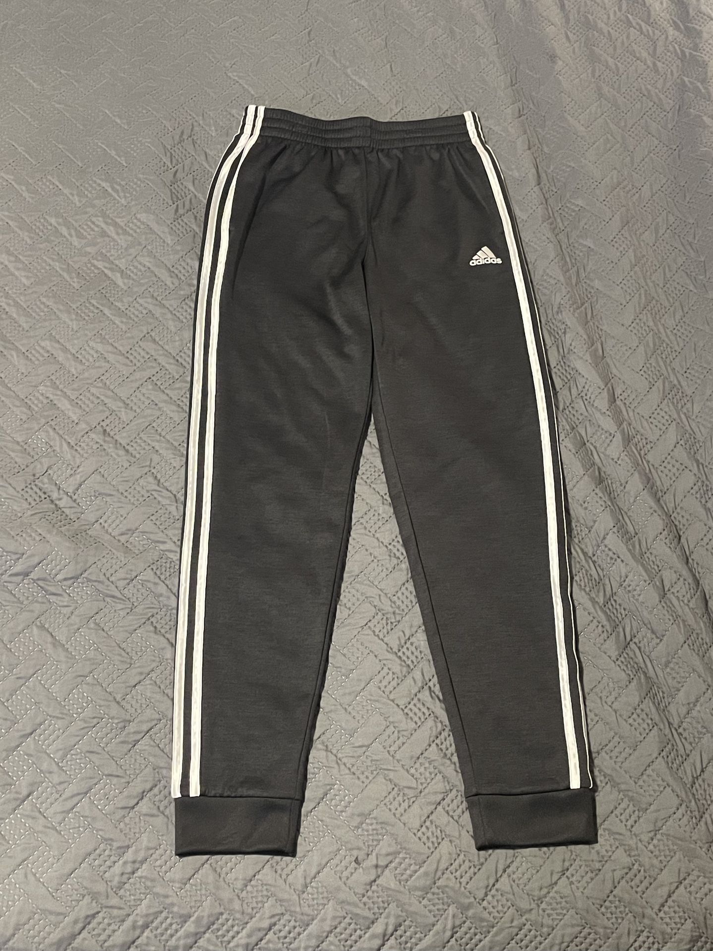 Adidas Kids Black Joggers with White Stripes