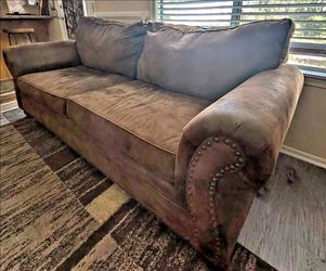 2 long 7ft couches brown suede like material