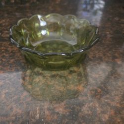 Vintage Green Glass Dessert Bowl