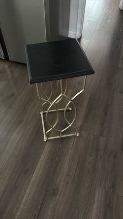 Black Top Side Table with Metal Base
