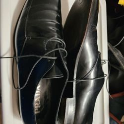 Prada Black Leather Men Lace Up Shoes Size 9