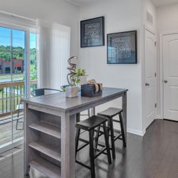 Gray High-Top Dining Table Set with Storage & Stools
