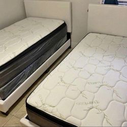 2 TWIN SIZE MATTRESS WITH BED FRAME 2 SETS 