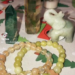 New Year Good Luck, Success , Wealth And Abundance Crystal Bundle Smoky Citrine Emerald Tower Jade Gemstone Bracelets 