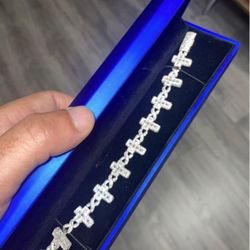 VVS Moissanite Cross Bracelet (Passes Diamond Tester)