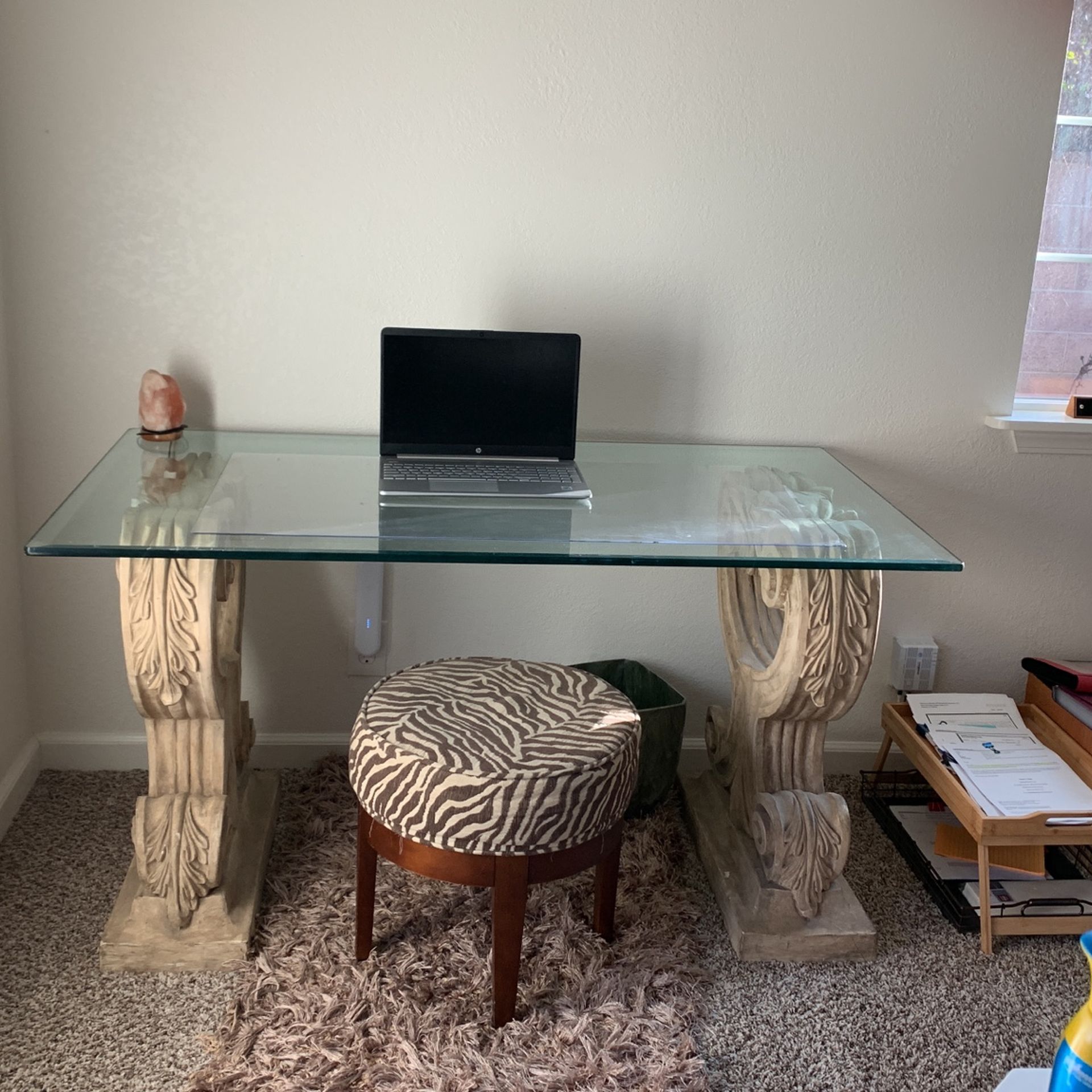 Glass Desk Will Pillars 30 W X 54 L Inches 29 H