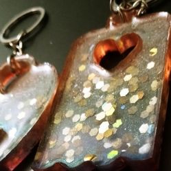 His&hers Glowing Love Keychains Handmade Epoxy Resin