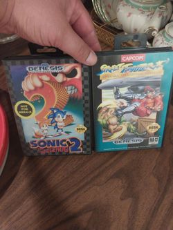 2 Sega Genesis Games Sonic 2 & Street Fighter 2