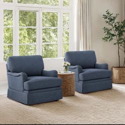 Navy Blue Swivel Accent Chair Set Of 2