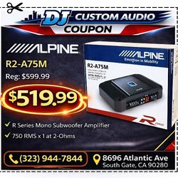 Alpine R2-A75M Power Amplifier Mono Subwoofer Amp 1500 Watts R Series 🚨 Payment Options Available 🚨 No Credit Needed 🚨 