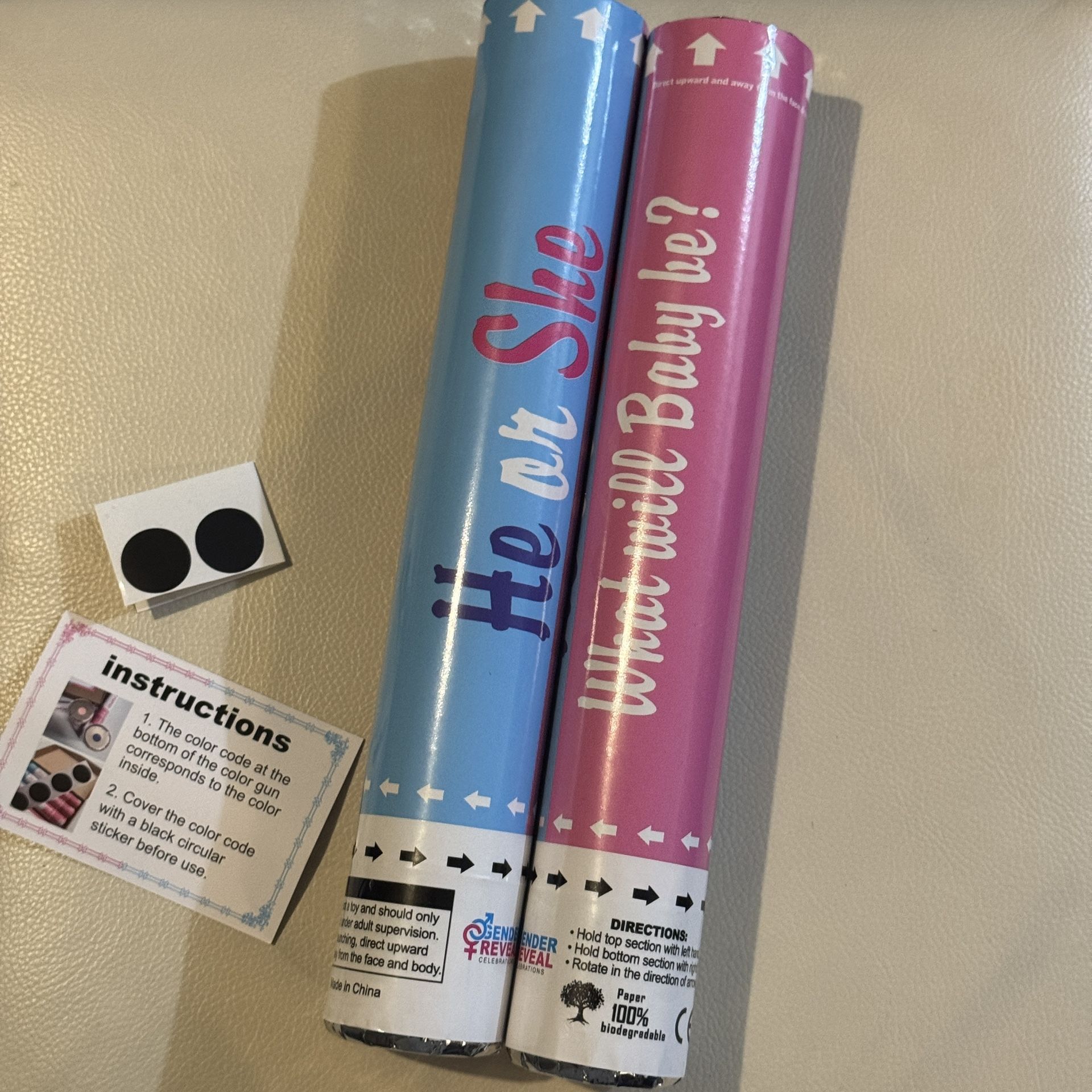 2 Gender Reveal Confetti Popper (Pink/Girl )