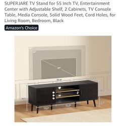 TV stand for up to 55 inch TV - black like new