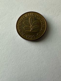 Vintage 1991 Germany 5 Pfennig Coin (A Mint Mark - Berlin)