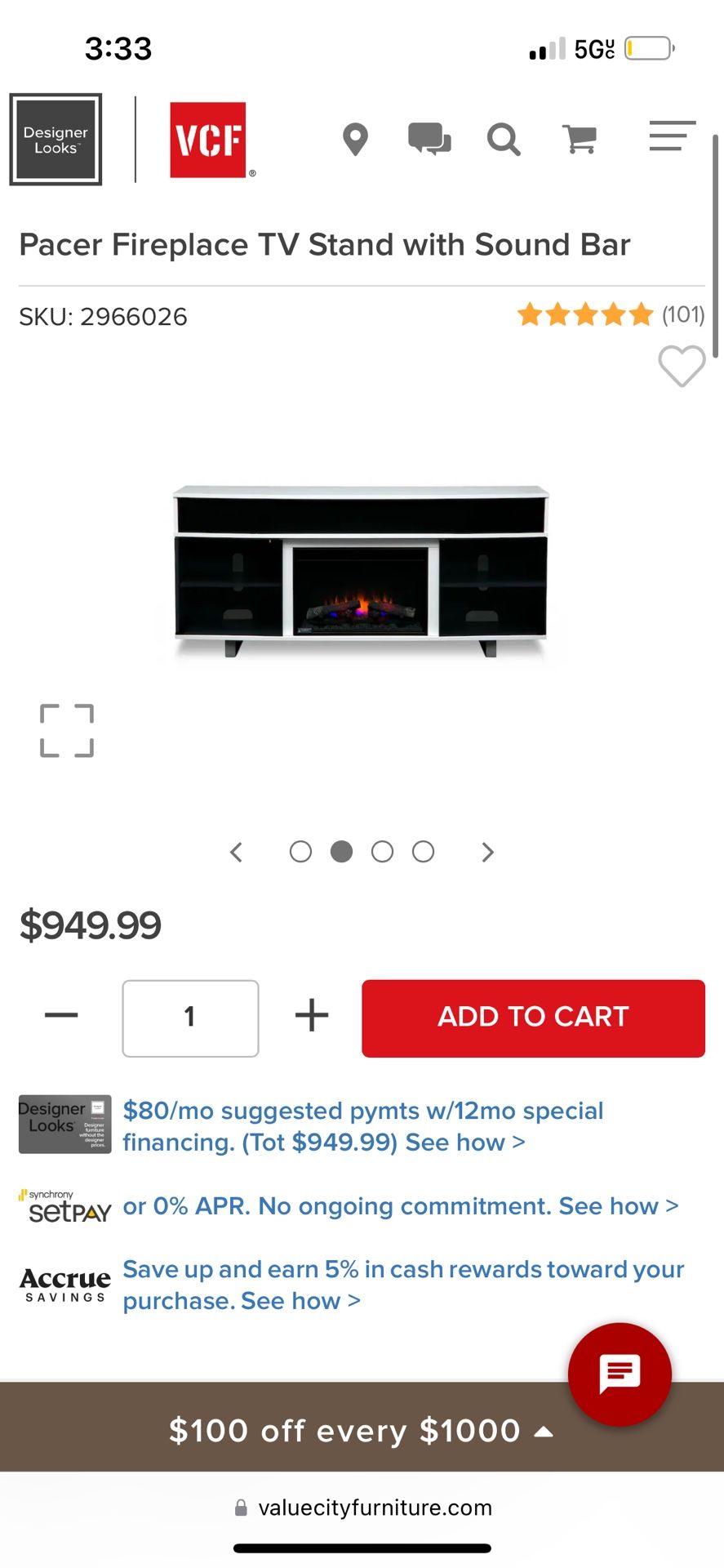 Fireplace /Soundbar Combo