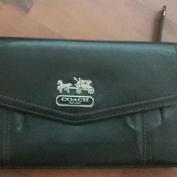 Coach Check Wallet (Leather, LAVENDER) 