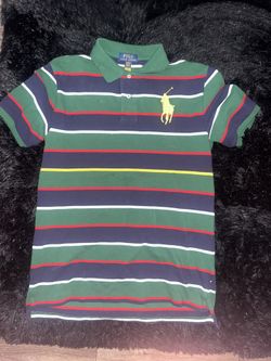 Polo Ralph Lauren Boys (Blue&Green) Multi Stripe Big Pony Cotton Polo Shirt