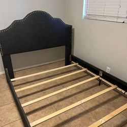 Grey Queen Size bed w/ mattress and box springs