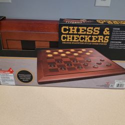 Chess / Checkers Wood Tournament Set Cardinal