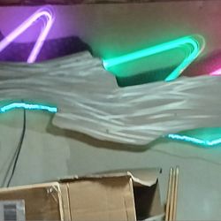 Huge Modern Metal Art Neon Cloud Sculpture 