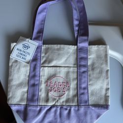 trader joe’s small canvas tote bag pastel