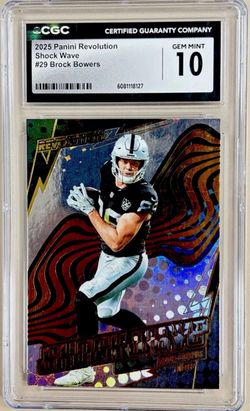 Brock Bowers 2025 Panini Revolution Shock Wave CGC 10