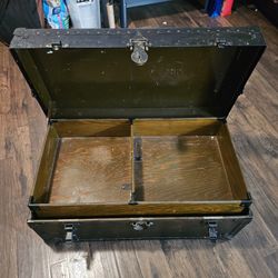 Vintage 1938 U.S. Army Military Footlocker – WWII Era