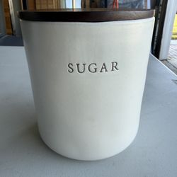Hearth & Hand with Magnolia Sugar Canister – Stoneware + Wood Lid