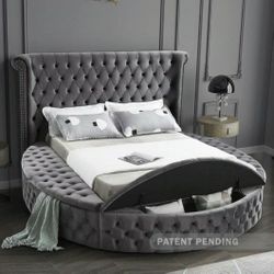 [SPECIAL] Luxus Velvet Gray Queen Storage Platform Bed


