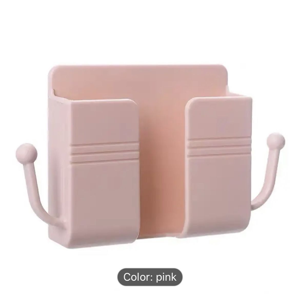 Pink Wall Mount Cell Phone Charging Organizer With Cord Hooks