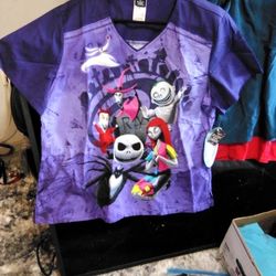 Unisex Nightmare Before Christmas Shirt Scrubs XL