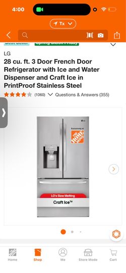 28 cu. ft. 3 Door French Door Refrigerator with Ice and Water Dispenser and Craft Ice in PrintProof Stainless Steel