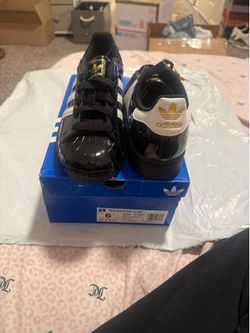 adidas Superstar:  Black  White Gold Metallic